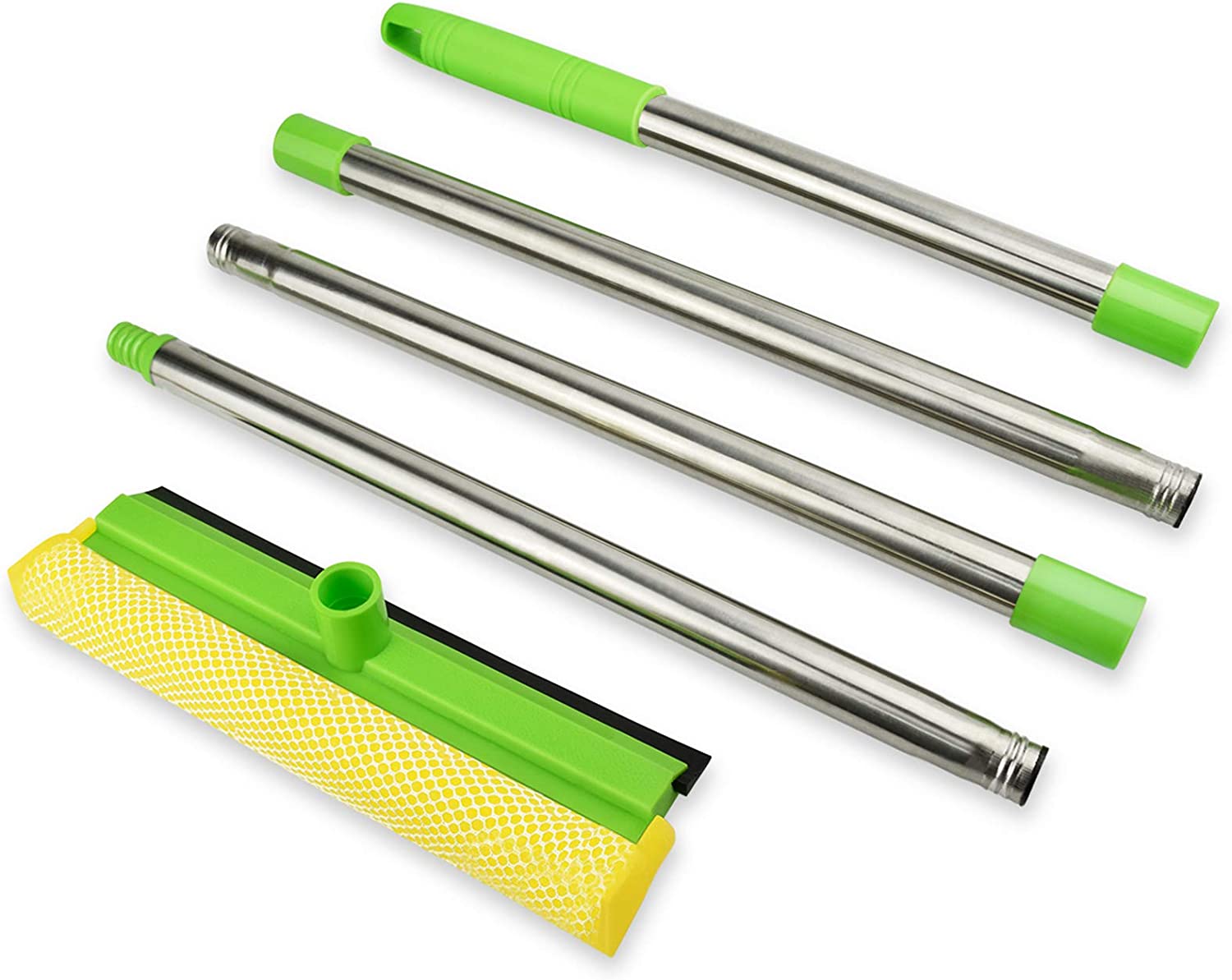 QL3002F  2 in 1 sponge windwo squeegee with 4 section steel handle